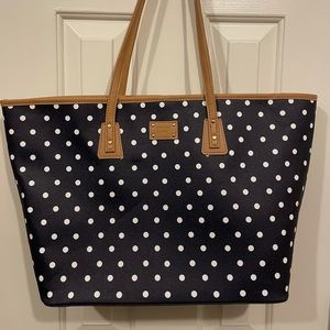 Navy and White Polkdot Purse w/ Colorful Wristlet